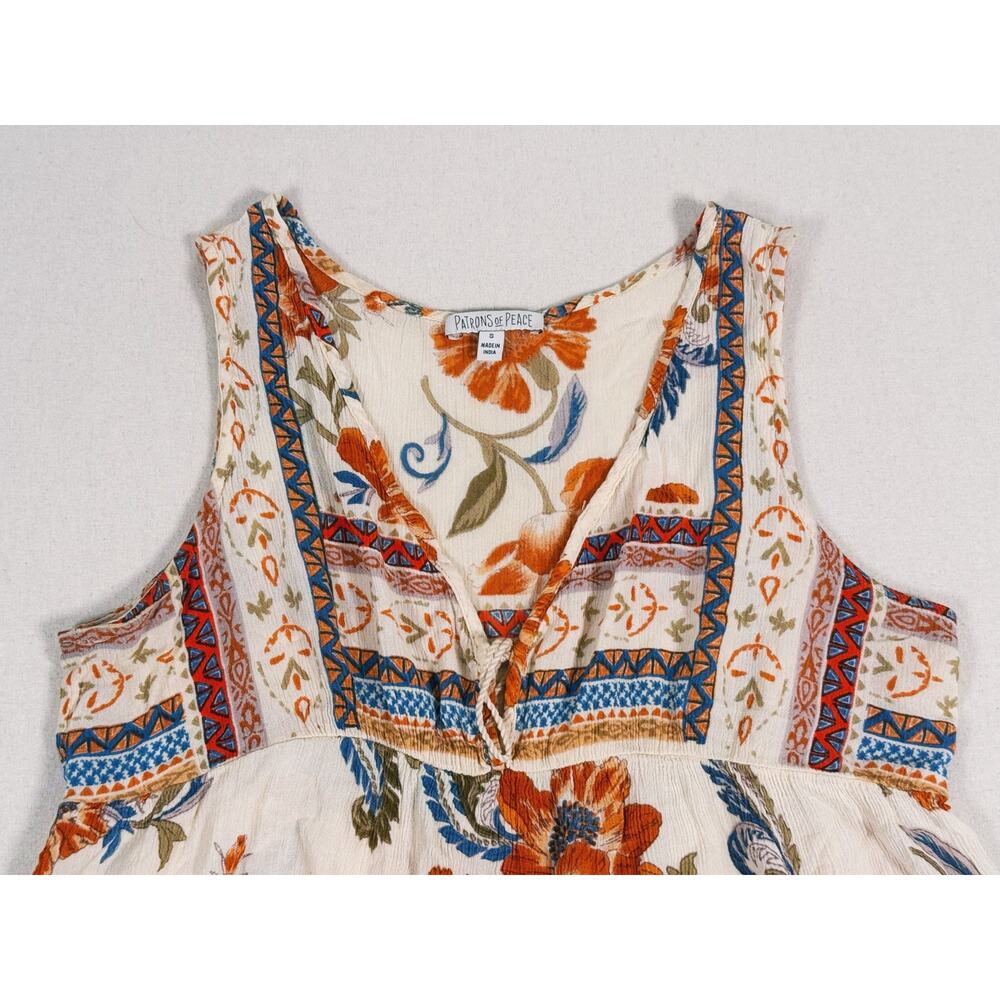 Patrons of Peace Floral Babydoll Tank Top Size Small Orange Boho Indie Hippie - Picture 5 of 10